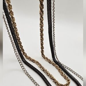 VINTAGE 90S Chunky 3 Strand Different Kind of Chain Necklace- NEVER WORN